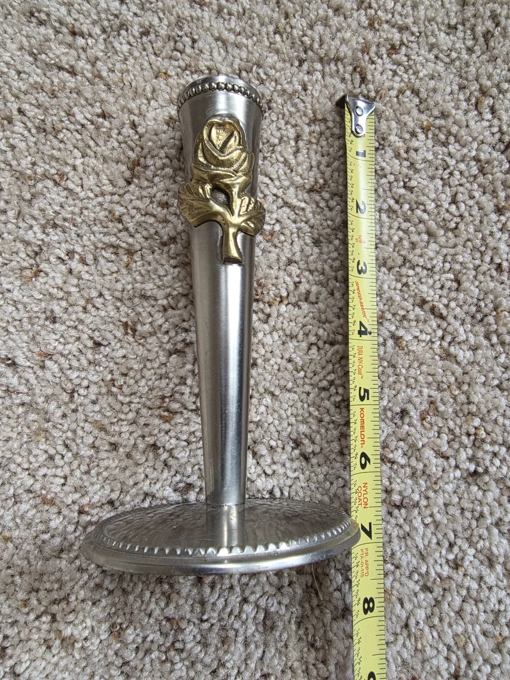 Vintage Pewter & Brass Rose Bud Vase – Trumpet Style